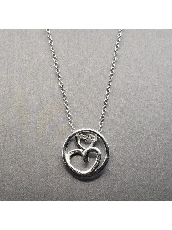 Sterling Silver Mother Daughter Heart Pendant Necklace Open Work Signed LA 925 - Picture 8 of 11